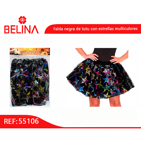 Tutu Negro Con Estrellas Halooween 30cm - Belina Cotillón