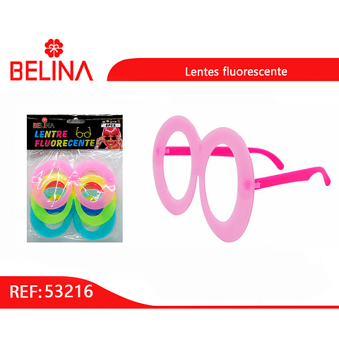 Lentes cotillón fluor circular 6pcs