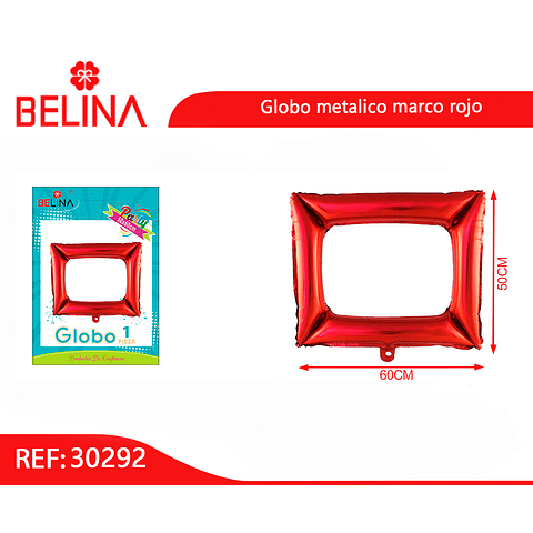Globo metálico marco de fotos rojo 50x60cm
