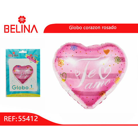 Globo corazón metalico te amo rosa 18 pulgadas