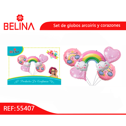 Sets de globo arcoiris con nubes/corazón 5pcs