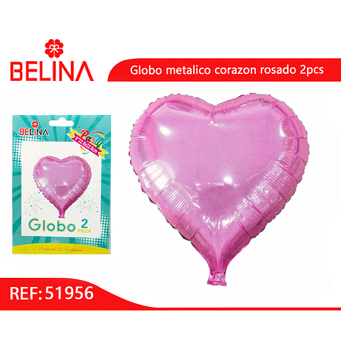 Globo metalico corazón rosa 9 pulgadas 2pcs