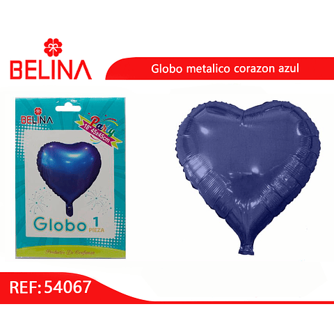 Globo corazón cromado azul