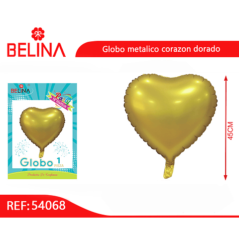 Globo corazón cromado oro
