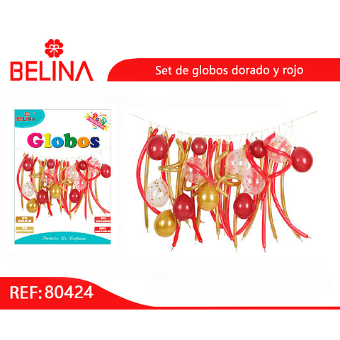 Set de globos dorado y rojo 43pcs