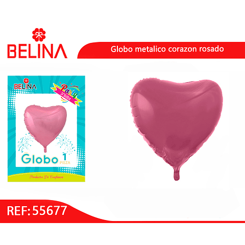 Globo metalico corazón rosa 60cm
