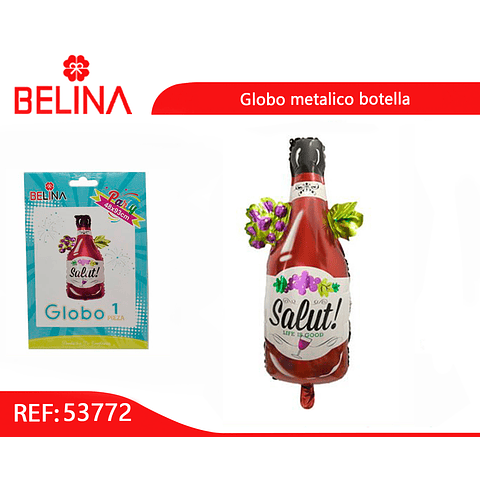 Globo metalico botella 48x93cm