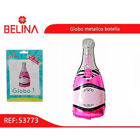 Globo metalico botella champagne rosada 49x100cm