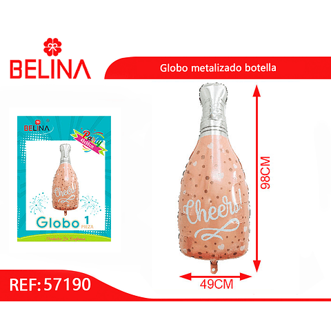 Globo metalizado botella rosa 49x98cm