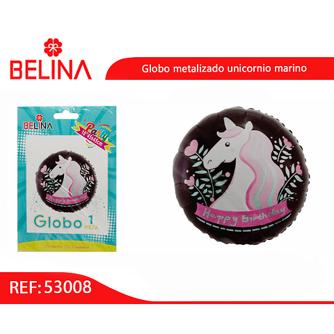 Globo metalico unicornio negro