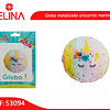 Globo metalico redondo cara unicornio 18"