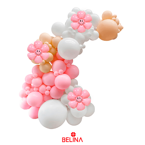 Arco de globos organico rosa – Belina Cotillon