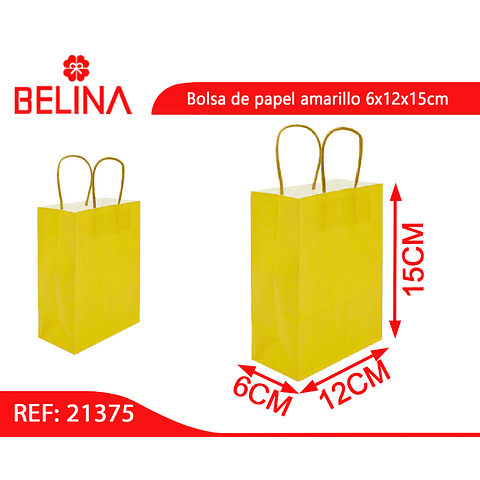 Bolsa de papel amarillo 6x12x15cm
