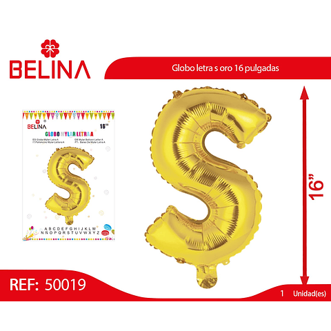 Globo letra s oro 16 pulgadas