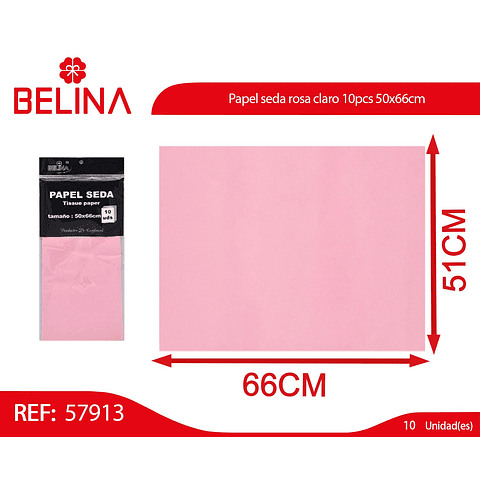 Papel seda rosa claro 10pcs 50x66cm