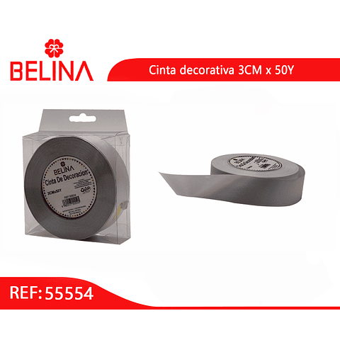 Cinta de regalo gris rollo 3cmx50y