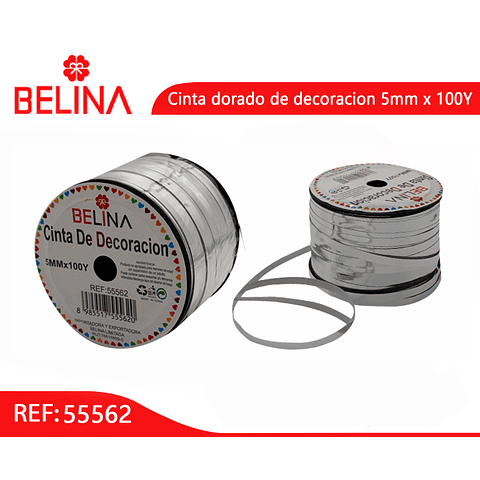 Cinta de rollo metalica plata 5mmx100y