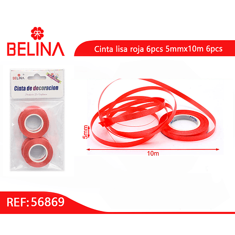 Cinta lisa roja 6pcs 5mmx10m 6pcs