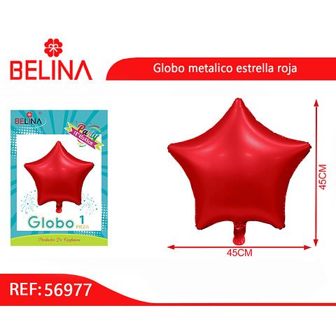 Globo métalico estrella color rojo 45cm