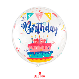 Globo burbuja Happy Birthday 80cm