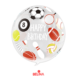 Globo burbuja Happy Birthday  Deportes 80cm