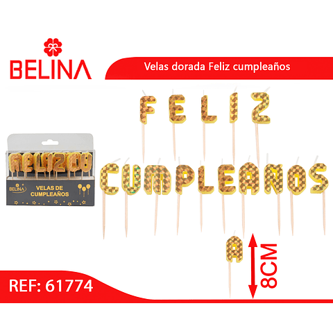 Velas dorada Feliz cumpleaños