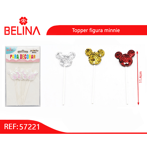 Toppers figura de minnie 4pcs 11.4cm color aleatorio