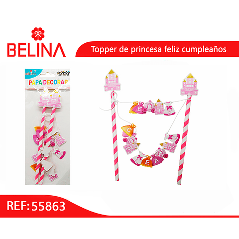 Topper para torta castillo princesas 1set 17pcs