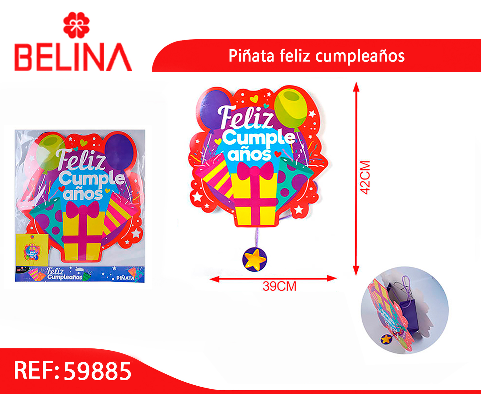 Piñata Feliz Cumpleaños - Belina Cotillón