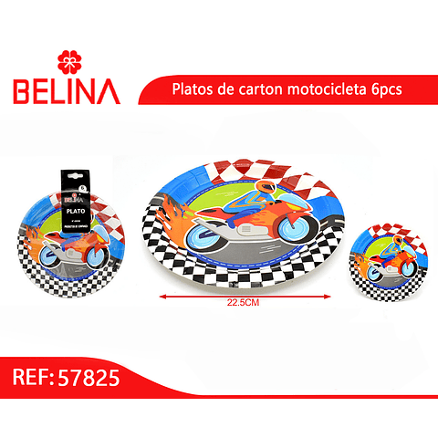 Platos de cartón motocicleta 23cm 6pcs