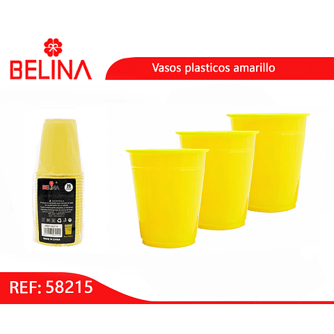 Vasos Plásticos 250 Ml 25pcs Amarillo - Belina Cotillón