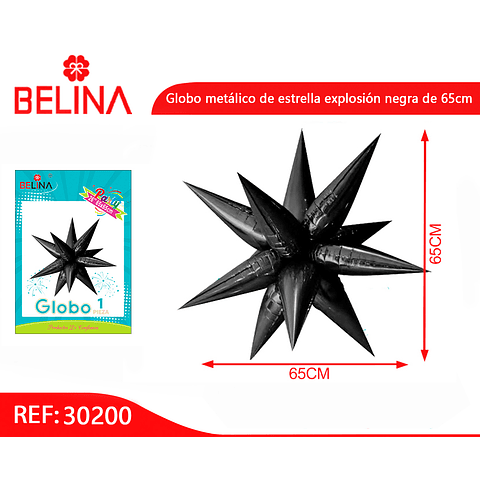 Globo metálico de estrella explosión negra de 65cm