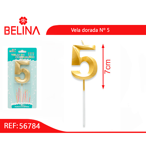 Vela dorada metalizada 7cm numero 4