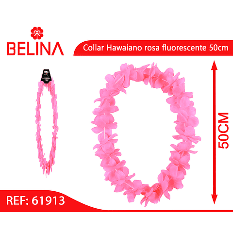 Collar Hawaiano rosa fluorescente 50cm