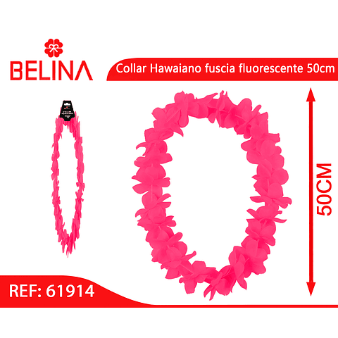Collar Hawaiano fuscia fluorescente 50cm