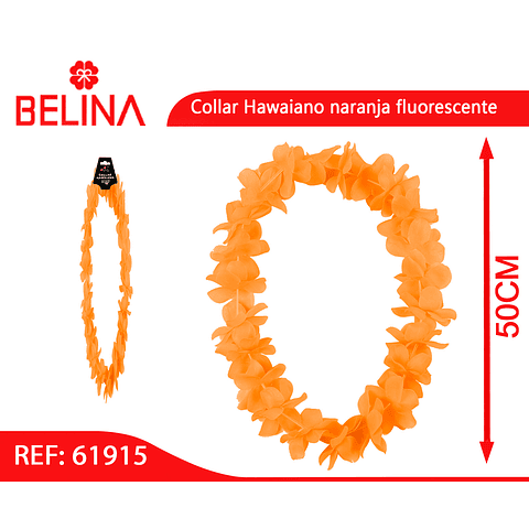 Collar Hawaiano naranja fluorescente 50cm