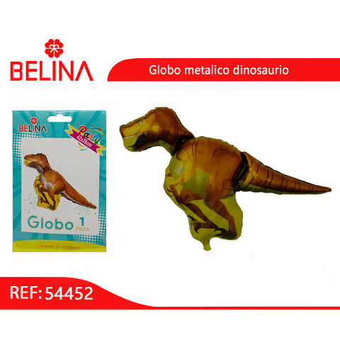 Globo metalico dinosaurio amarillo 42x36cm