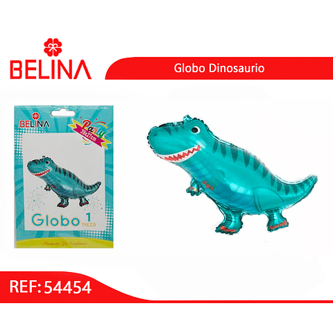 Globo metalico dinosaurio turquesa 39x27cm