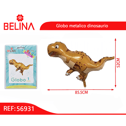 Globo metalico de dinosaurio amarillo 52x85,5cm