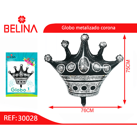 Globo metalizado corona color negro 76x75cm