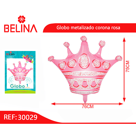 Globo metalizado corona color rosa 76x75cm