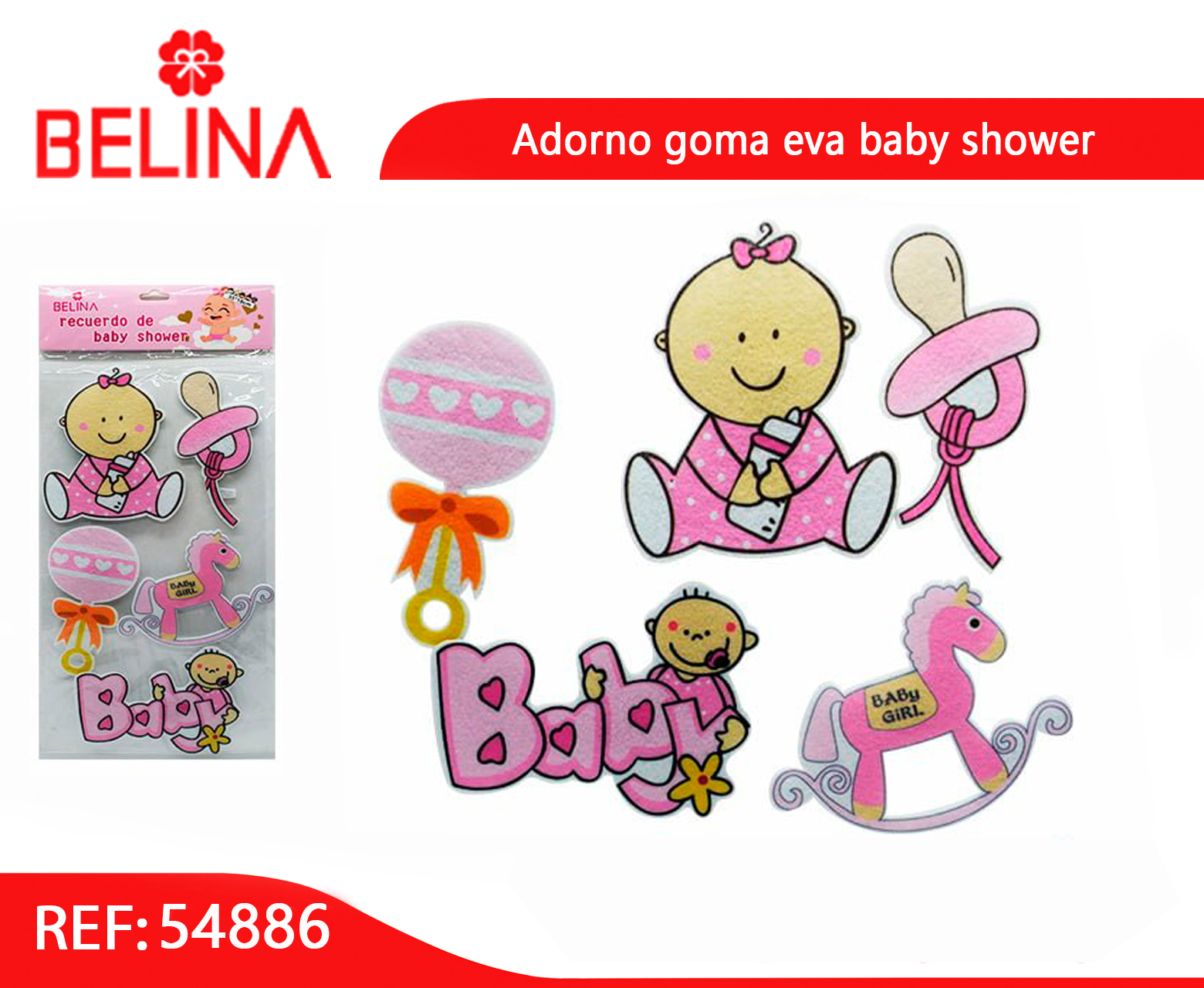 Recuerdo Pegatina Baby Shower Nina - Belina Cotillón