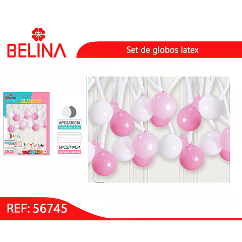 Set de globos de latex rosa