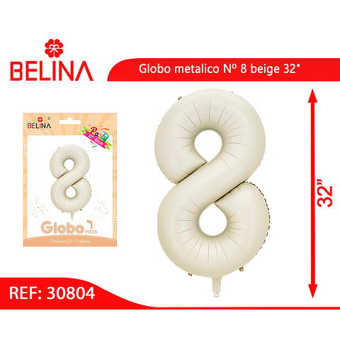 Globo metalico Nº 8 beige 32"
