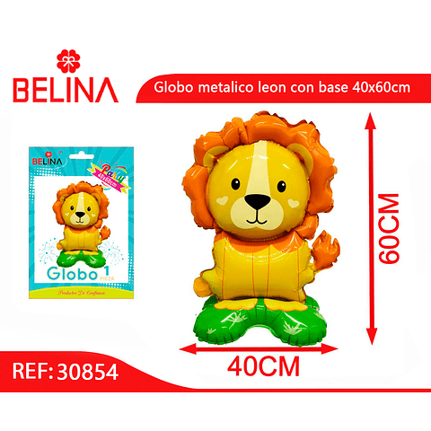 Globo metalico leon con base 40x60cm