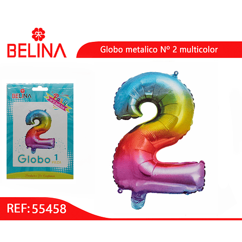 Globo número 2 multicolor 16"