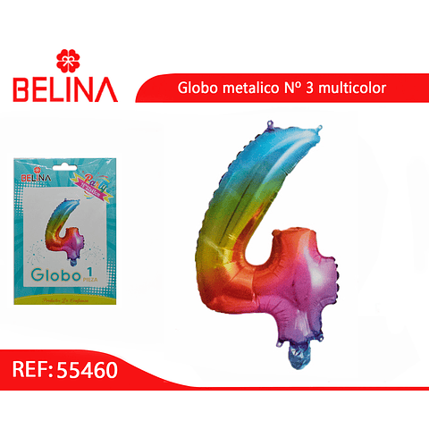 Globo número 4 multicolor 16"