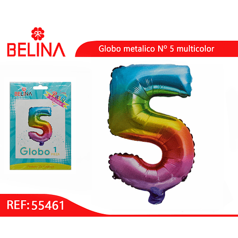 Globo número 5 multicolor 16"