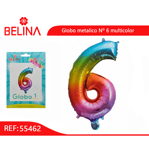Globo número 6 multicolor 16"