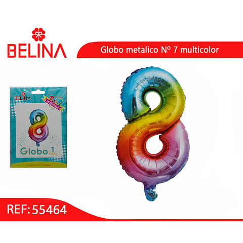 Globo número 8 multicolor 16"